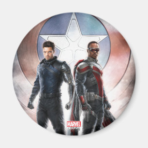 Winter Soldier & The Falcon in Front of Shield Magnet