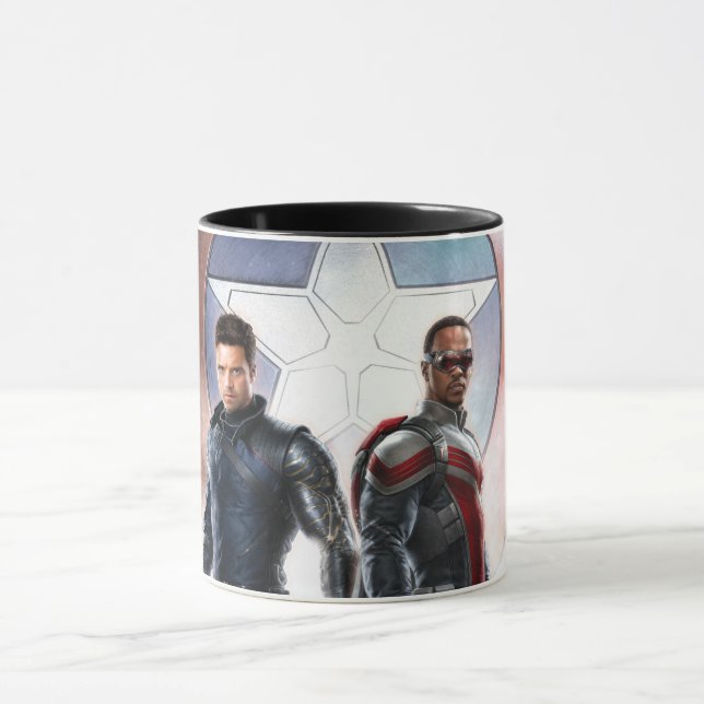 Winter Soldier & The Falcon in Front of Shield Mug (Center)
