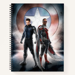 Winter Soldier & The Falcon in Front of Shield Notebook