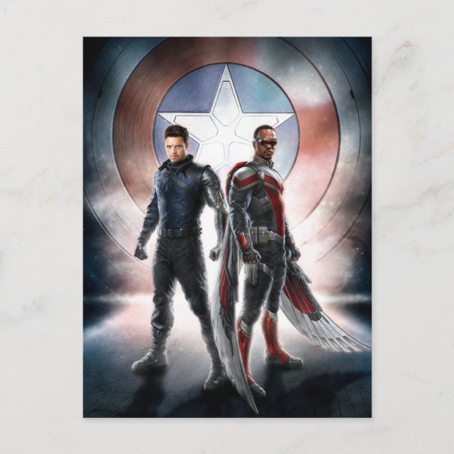 Winter Soldier & The Falcon in Front of Shield Postcard (Front)