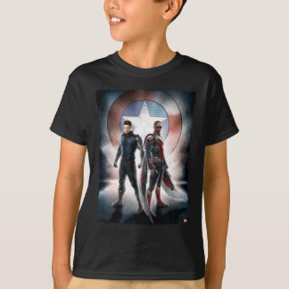 Winter Soldier & The Falcon in Front of Shield T-Shirt