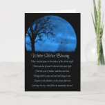 Winter Solstice Blessing Poem Moon Oak Tree Card<br><div class="desc">Winter solstice blessings card with my original poem a beautiful big blue moon and oak tree and birds. Wish a magical yule this year!</div>