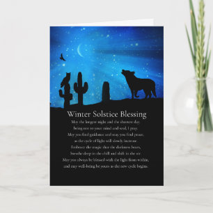 Winter Solstice Blessing Southwestern Coyote Owl Card