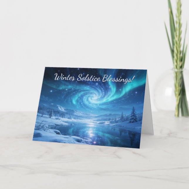 Winter Solstice Blessing Yule Night Sky Beautiful  Card (Front)