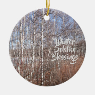 Winter solstice Blessings Birch Forest Ceramic Ornament