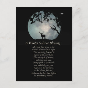 Winter Solstice Blessings Elk and Moon Postcard