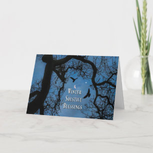 Winter Solstice Blessings Raven Moon and Oak Tree Card