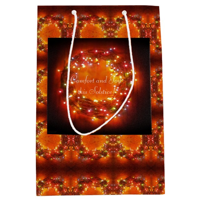 Winter Solstice Faery Lights Wreath Medium Gift Bag (Front)