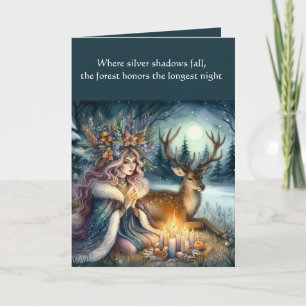 Winter Solstice Goddess and Deer Greeting Card