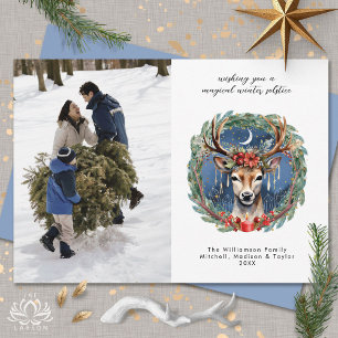 Winter Solstice Holiday Deer Yule Christmas Photo Card