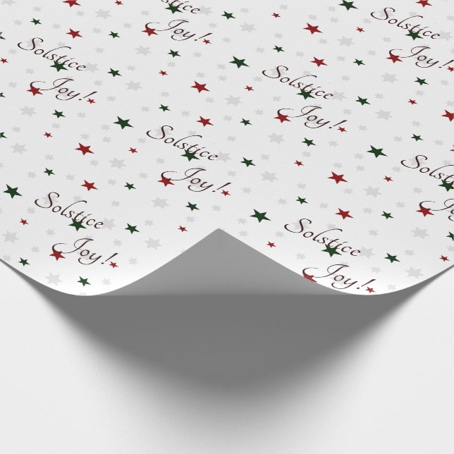 Winter Solstice Joy Red and Green Stars Wrapping Paper (Corner)