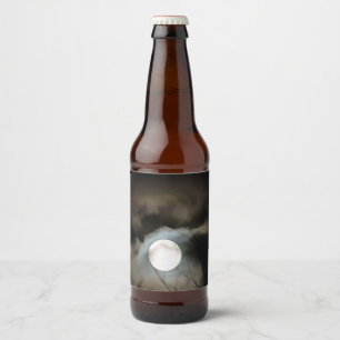 Winter Solstice Moon Celestial Art Beer Bottle Label