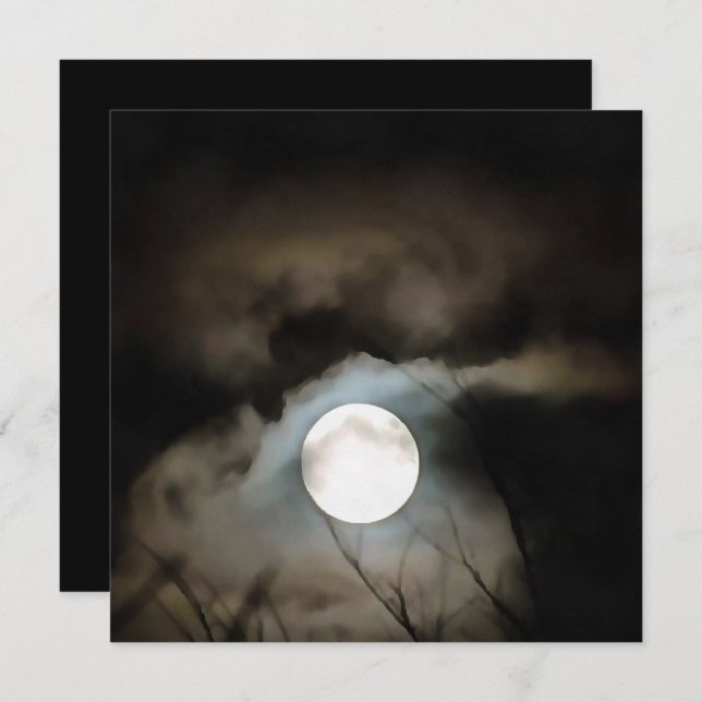 Winter Solstice Moon Celestial Art Invitation (Front/Back)