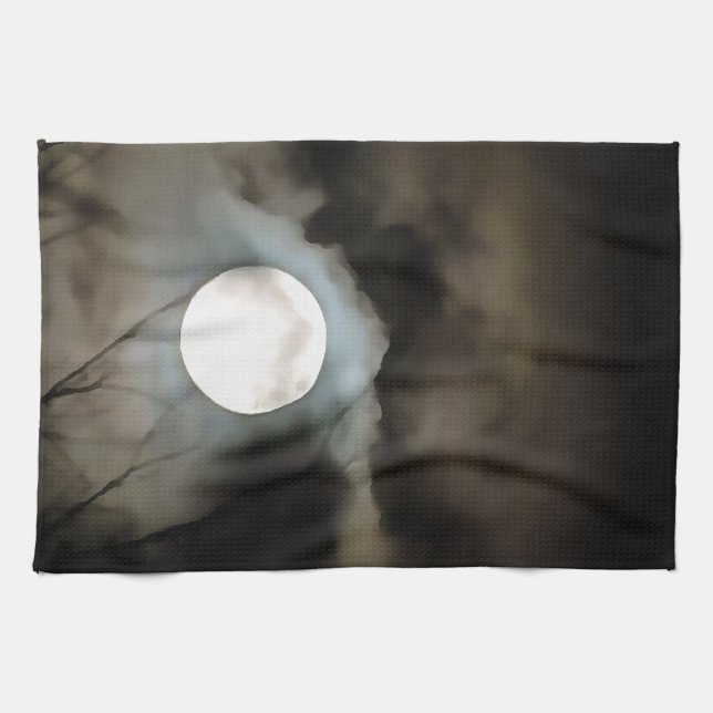 Winter Solstice Moon Celestial Art Kitchen Towel (Horizontal)