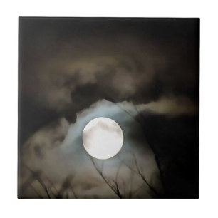 Winter Solstice Moon Celestial Art Tile