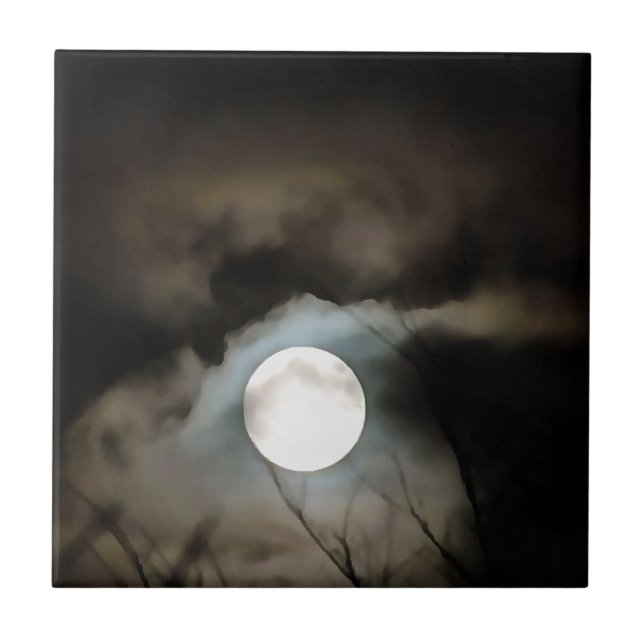 Winter Solstice Moon Celestial Art Tile (Front)