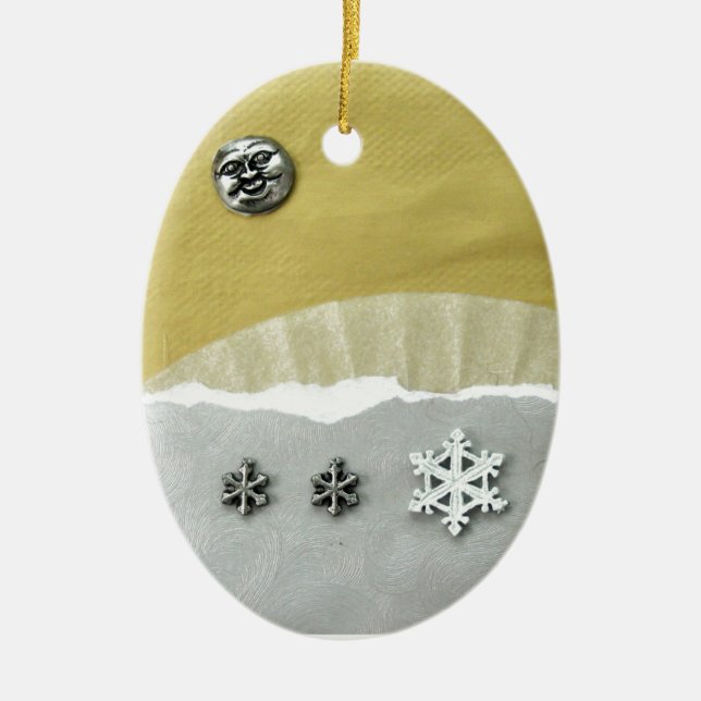 Winter Solstice Morning - collage Ceramic Ornament (Front)