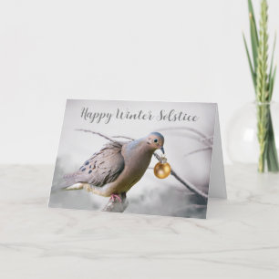 Winter Solstice Mourning Dove and Ornament Holiday Card