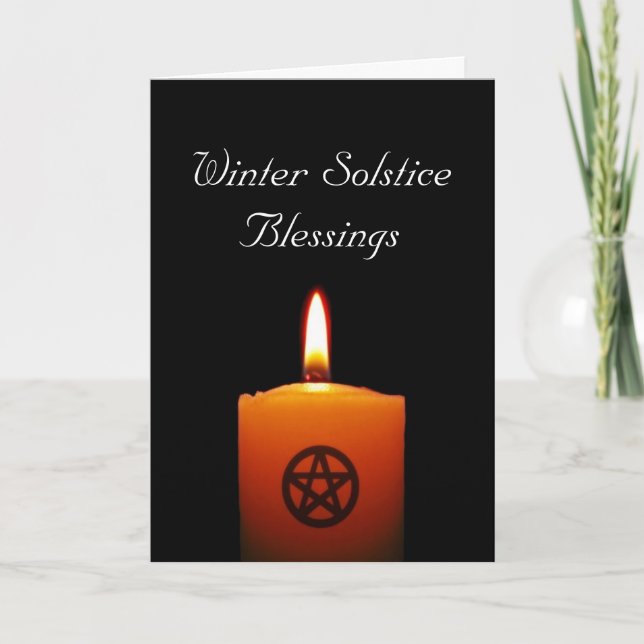 Winter Solstice Pagan Candle with Pentacle Card (Front)