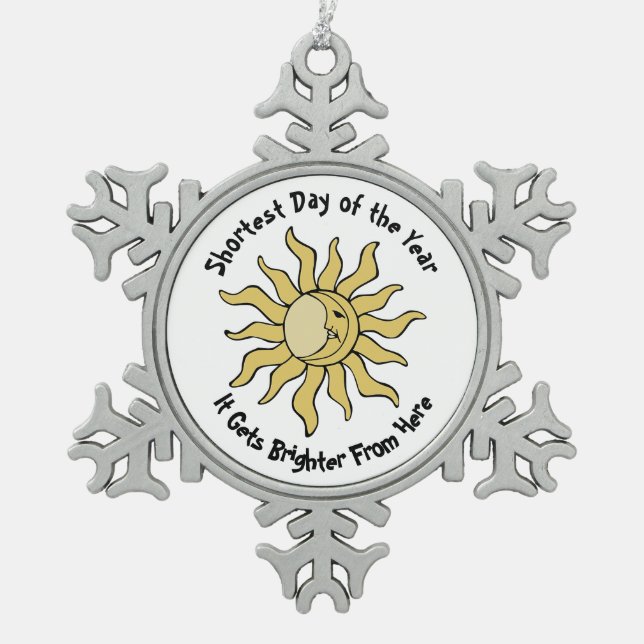 Winter Solstice Poem Snowflake Pewter Christmas Ornament (Front)