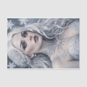 Winter Solstice Queen Silver Hair Cold Decoupage  Tissue Paper