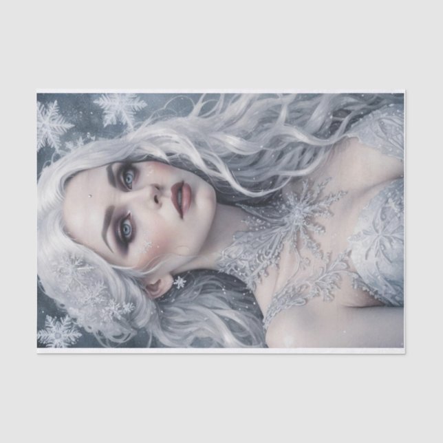 Winter Solstice Queen Silver Hair Cold Decoupage  Tissue Paper (Front)