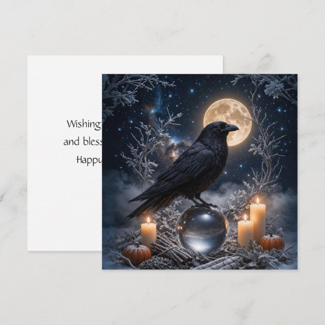 Winter Solstice Raven in the Snow Card (Front/Back)