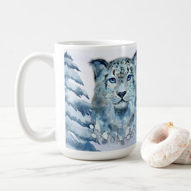 Winter Solstice Snow Leopard Coffee Mug (With Donut)