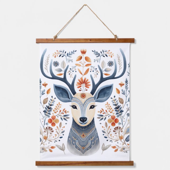 Winter Solstice Stag Yuletide Hanging Tapestry (Front)