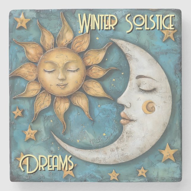 Winter Solstice  Stone Coaster (Front)