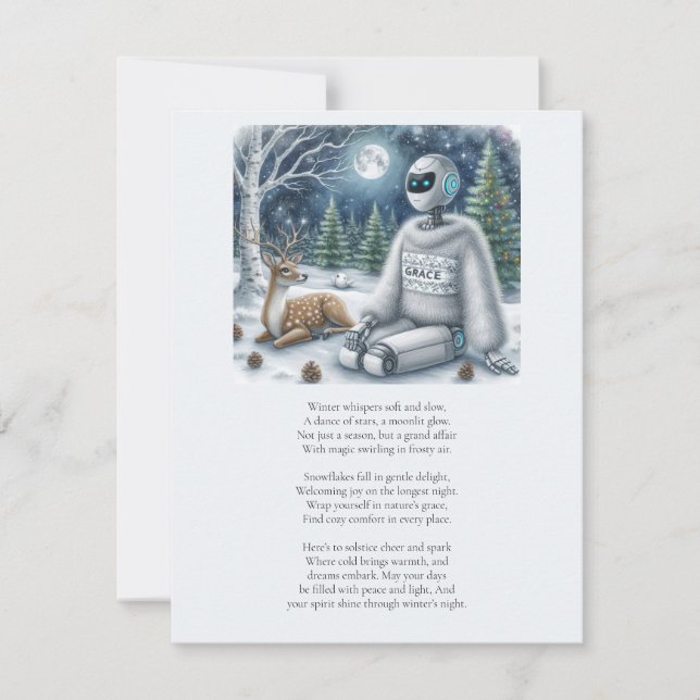 Winter  Solstice Tech AI Robot Holiday Card (Front)