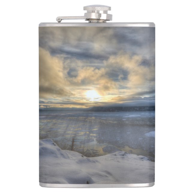 Winter Solstice Turnagain Arm Hip Flask (Front)