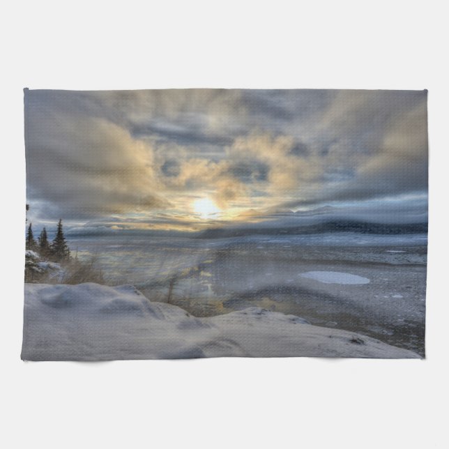Winter Solstice Turnagain Arm Kitchen Towel (Horizontal)