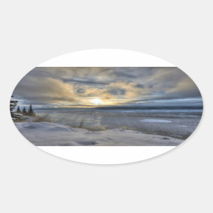 Winter Solstice Turnagain Arm Oval Sticker