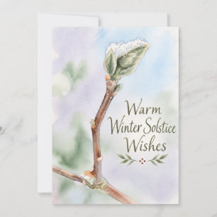 Winter Solstice Wishes Snow Covered Magnolia Bud Holiday Card