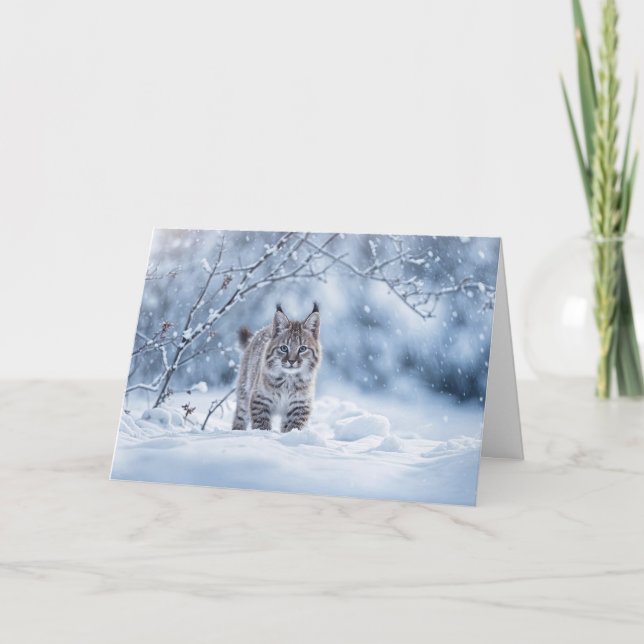 Winter Solstice with Bobcat and Snow Card (Front)