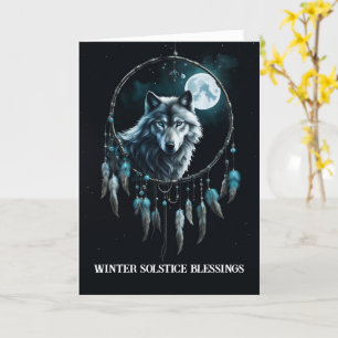 Winter Solstice with Wolf in Dream Catcher Moon  Card