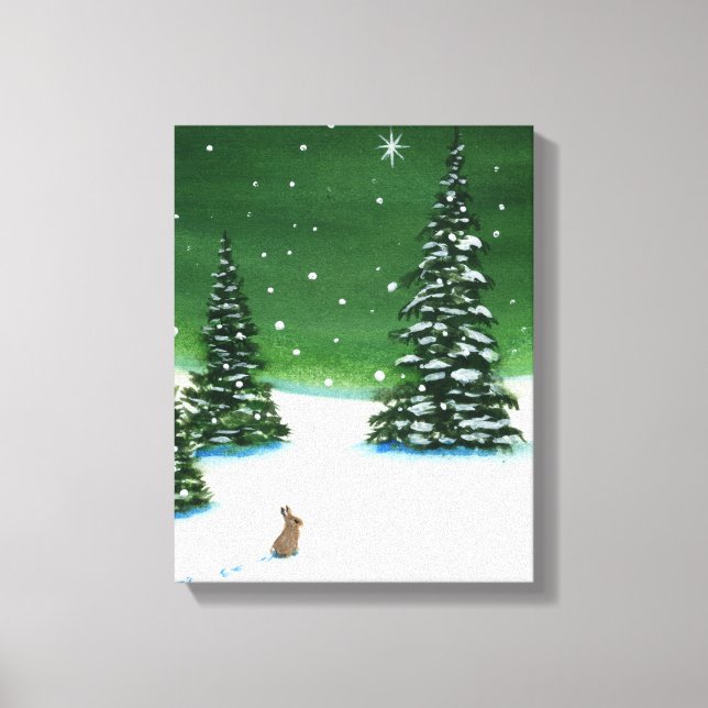 Winter Solstice Wonder Rabbit Art by AmyLyn Bihrle Canvas Print (Front)