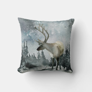 Winter Solstice Woodland Forest Stag Deer Throw Pi Pillow