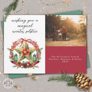 Winter Solstice Wreath Holiday Christmas Photo Card