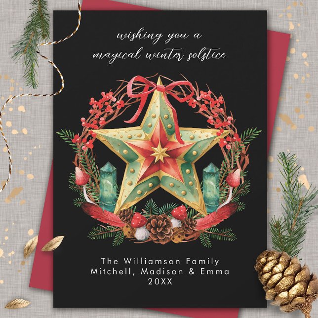 Winter Solstice Wreath Star Holiday Christmas Yule Card (Creator Uploaded)