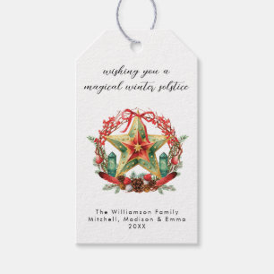 Winter Solstice Wreath Star Holiday Christmas Yule Gift Tags