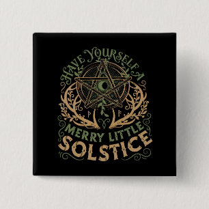 Winter Solstice Yule Christmas Holiday  2 Inch Square Button