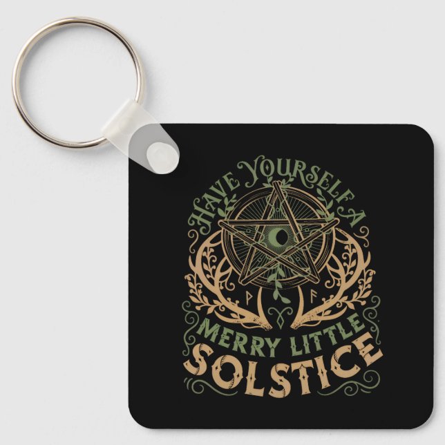 Winter Solstice Yule Christmas Holiday  Keychain (Front)