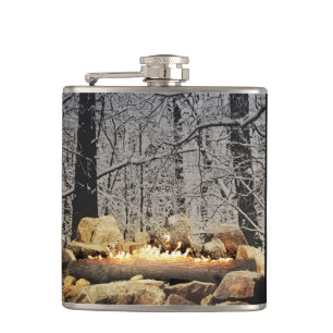 Winter Solstice Yule Log Hip Flask