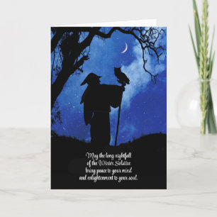 Winter Solstice Yule Mystical with Owl and Moon Card