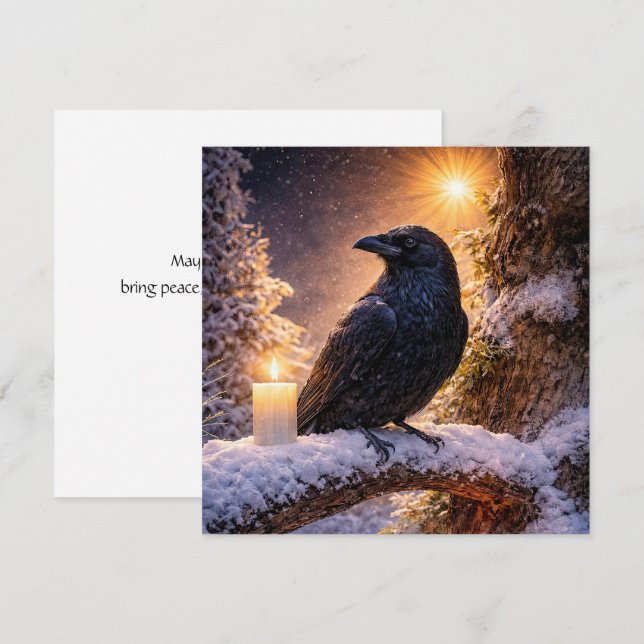 Winter Solstice Yule Raven and Snow (Front/Back)