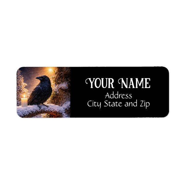 Winter Solstice Yule Raven Return Address (Front)
