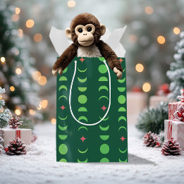 Winter Solstice Yule Wicca Moon Phases Red Green Medium Gift Bag