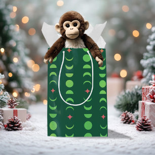 Winter Solstice Yule Wicca Moon Phases Red Green Medium Gift Bag